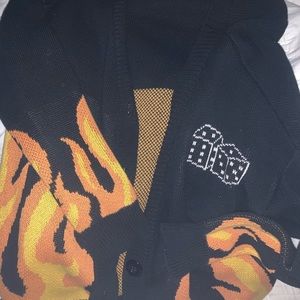 flame & dice cardigan